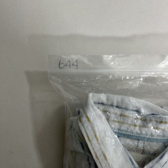 Carbon 2 Cobalt Button Down Shirt Mens M Cotton Striped Long Sleeve Pockets - Picture 7 of 7